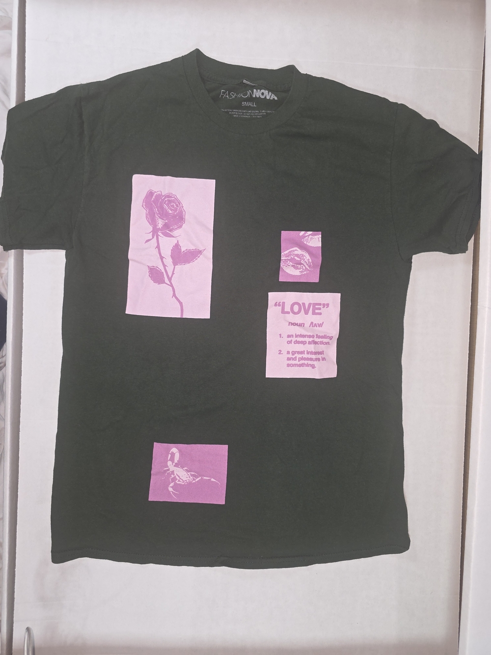 Fashion Nova Women's Neon Pink Collage Graphic Tee